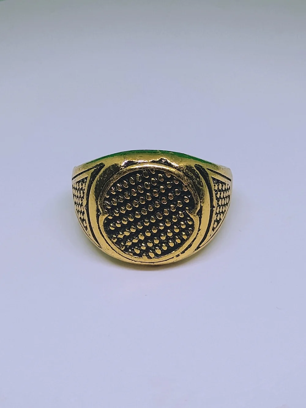 Men's Gold-Tone Textured Signet Ring